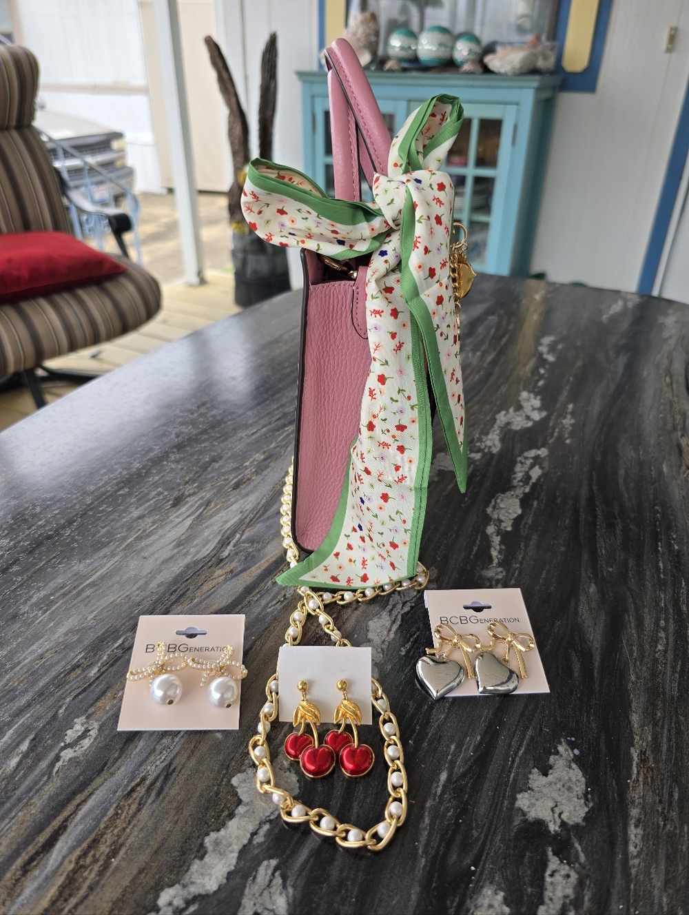 COACH NWOT Pink and Cream Floral Leather Crossbody 5Piece! - Picture 7 of 10
